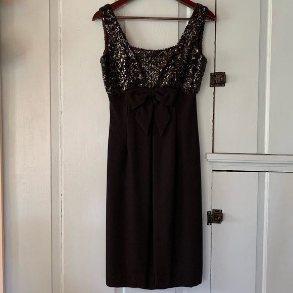 Vintage 60s Ann Barry Sequined Dress Small Party Cocktail Formal Mod LBD Black - Picture 2 of 15